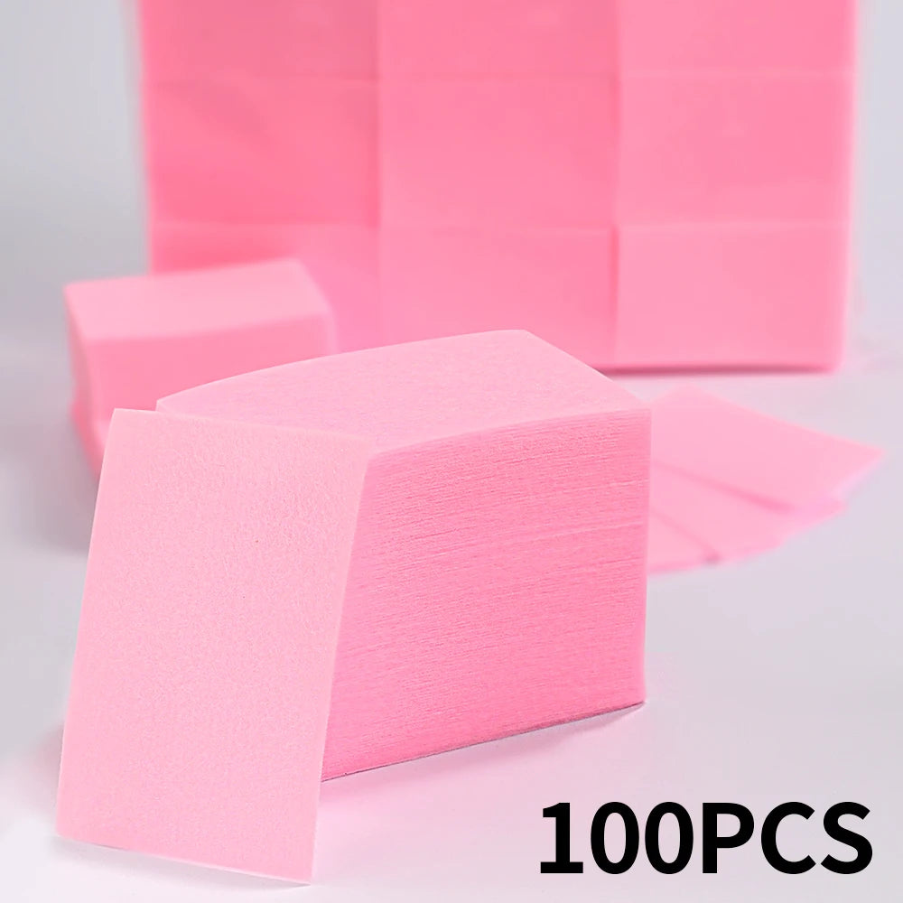 100Pcs Lint-Free Nail Wipes for UV Gel Polish Removal – 5 Colors