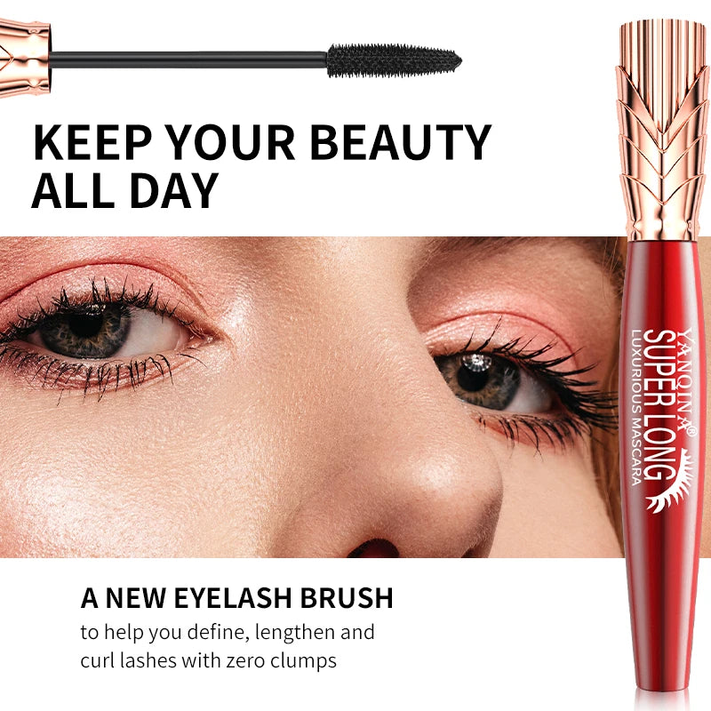 YANQINA 4D Silk Fiber Mascara – Waterproof, Volumizing & Lengthening