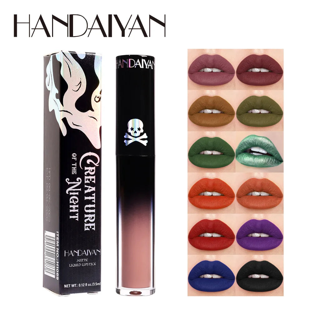 Handaiyan 12-Color Matte Lip Gloss – High Pigment Long-Lasting Matte Liquid Lipstick PRIMED