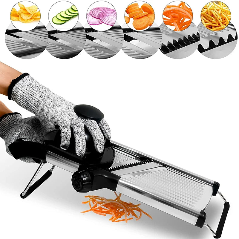 LMETJMA Adjustable Mandoline Slicer – Stainless Steel Vegetable Cutter Mandoline Slicer PRIMED Default Title
