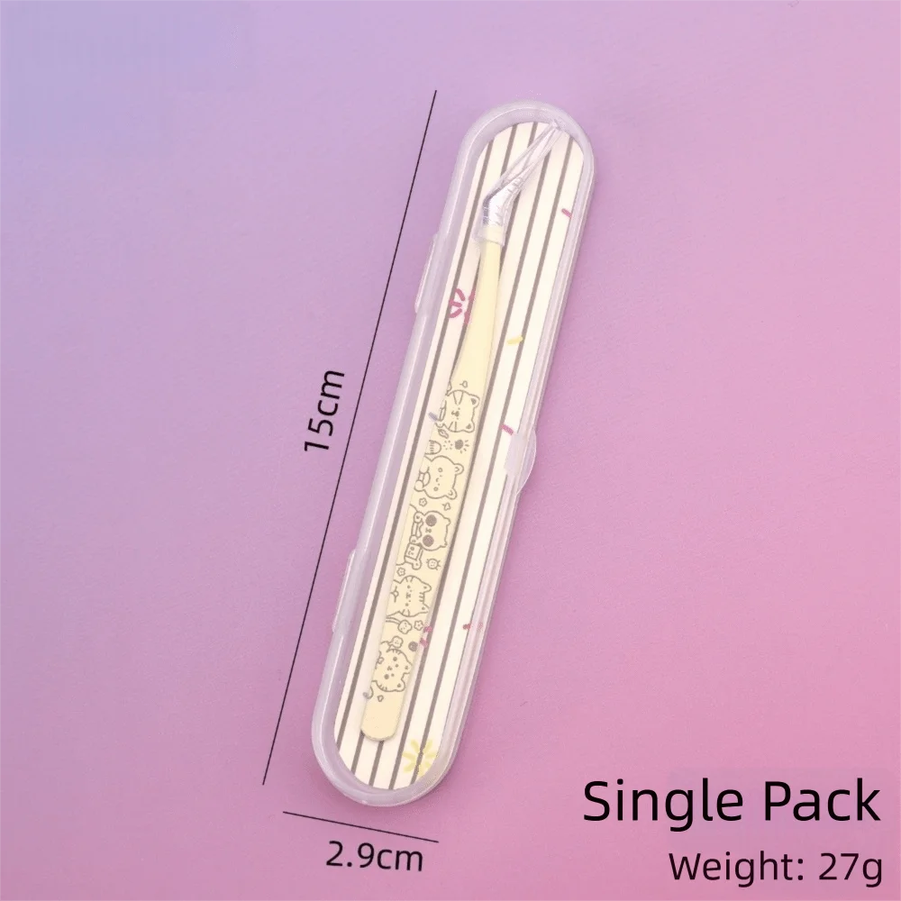 Cartoon Eyelash Extension Tweezers – Stainless Steel Lash Tool Eyelash Tweezers PRIMED Yellow-Type A