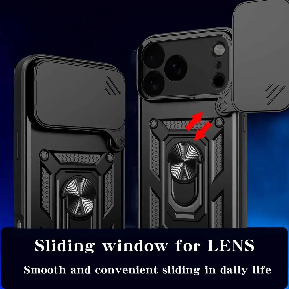 Armor iPhone Case Ring Stand Sliding Camera Cover Military Grade Phone Armor Case PRIMED
