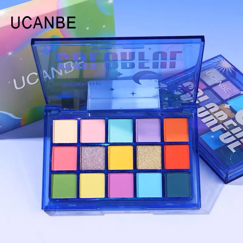 UCANBE 15-Shade Eyeshadow Palette – Shimmer, Glitter & Matte