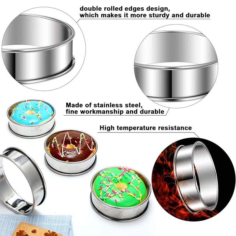 LMETJMA 6-Piece Stainless Steel Muffin & Tart Rings 10.5cm Baking Mold Rings PRIMED