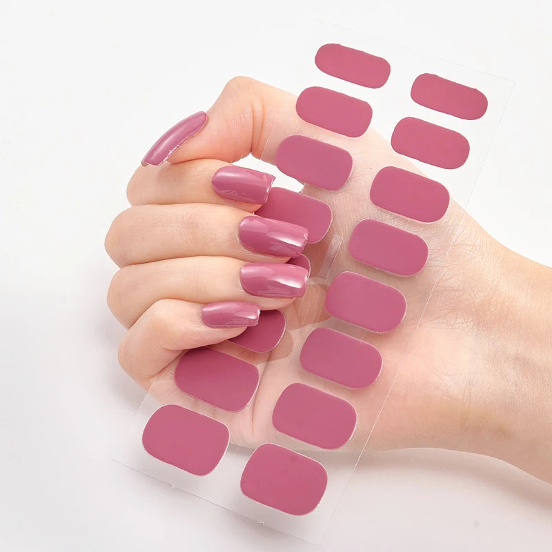 Semi-Cured Gel Nail Wraps Full Cover Stickers – 16pc Set