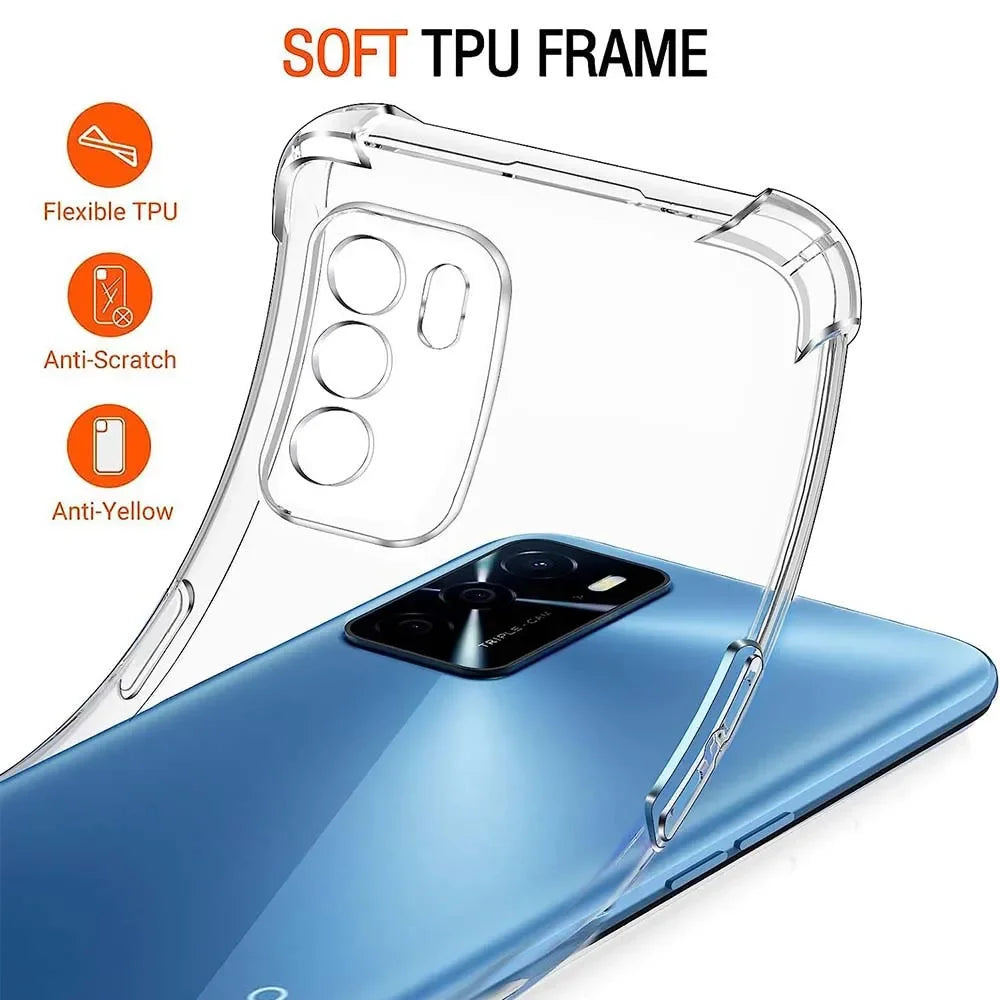 Crystal Clear TPU Case for OPPO A16 A17 A54 A55 A76 A96 Phone Case Cover PRIMED