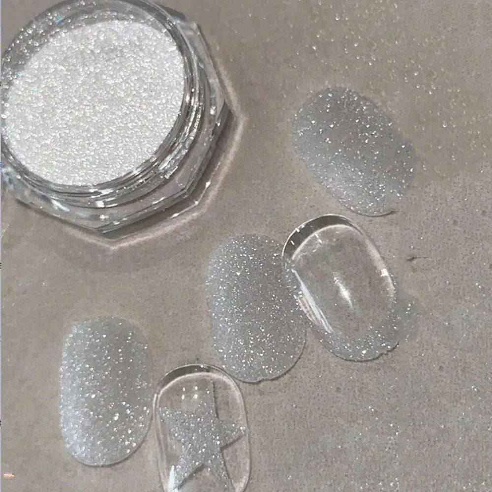 Silver Snowflake Glitter Nail Art Powder | Crystal Diamond Flash Nail Glitter Powder PRIMED 01