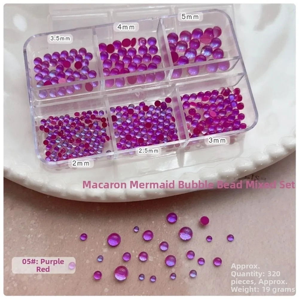 Mermaid Bubble Beads Nail Charms – Aurora Rainbow Glitter Nail Art Charms PRIMED Style 05
