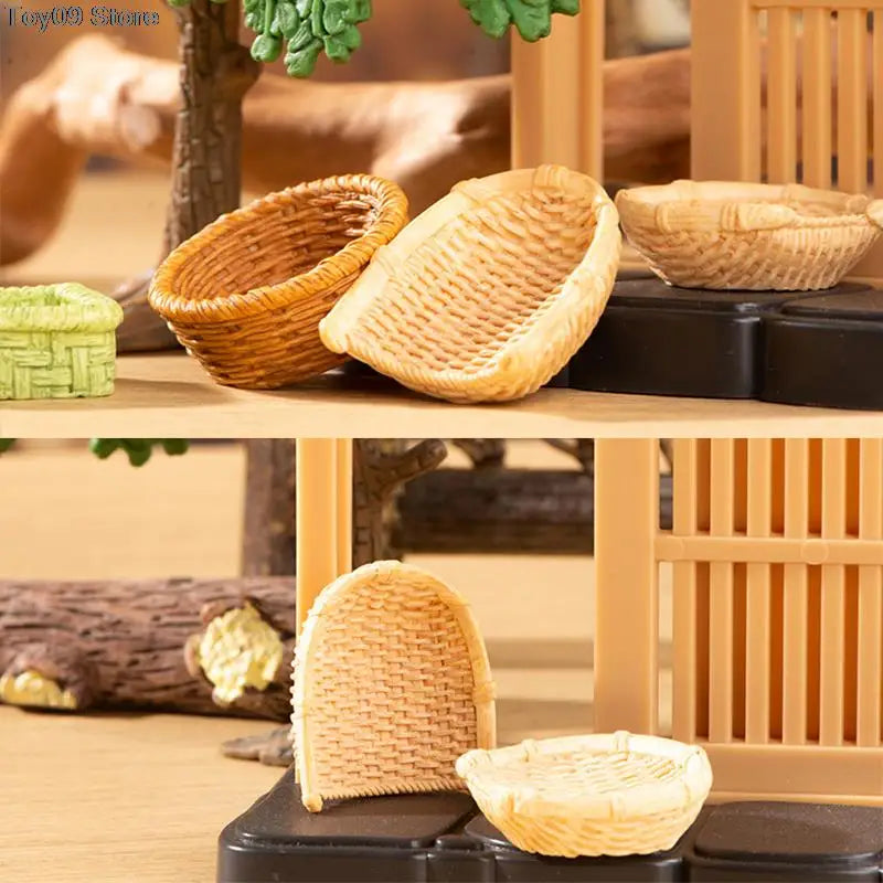 Miniature Bamboo Rattan Hand-Woven Basket & Chair Dollhouse Decor Dollhouse Miniature Decor PRIMED