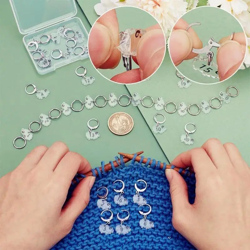 Sheep Acrylic Numbered Stitch Markers for Knitting & Crochet