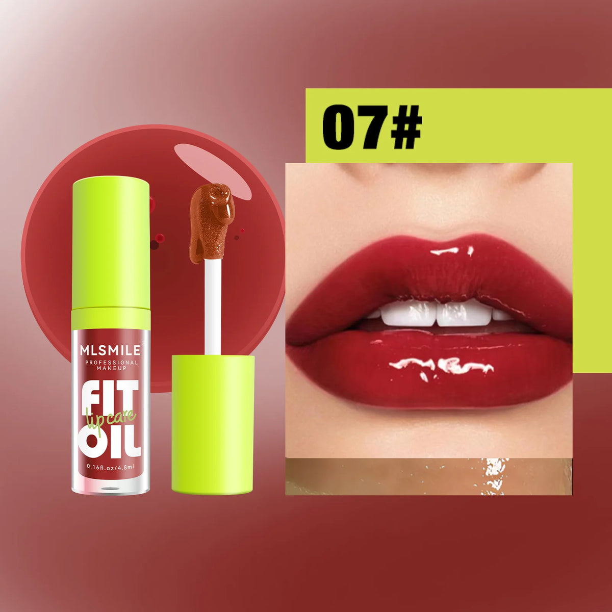 MLSMILE Hydrating Lip Oil Gloss – Pearlescent Mirror Plump Lips Lip Oil Gloss PRIMED 07