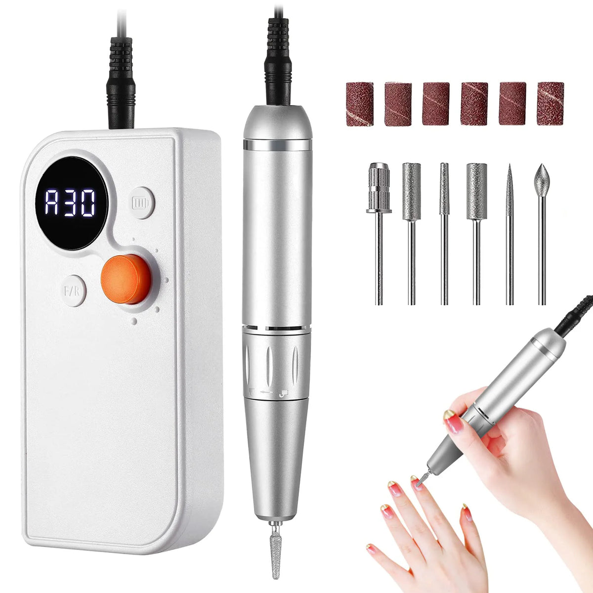 Rechargeable Nail Drill 35000RPM LCD Cordless | PRIMED