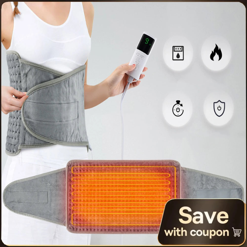 Electric Heating Pad Waist Belt – 9 Levels, Micro Plush 75W Electric Heating Pad PRIMED