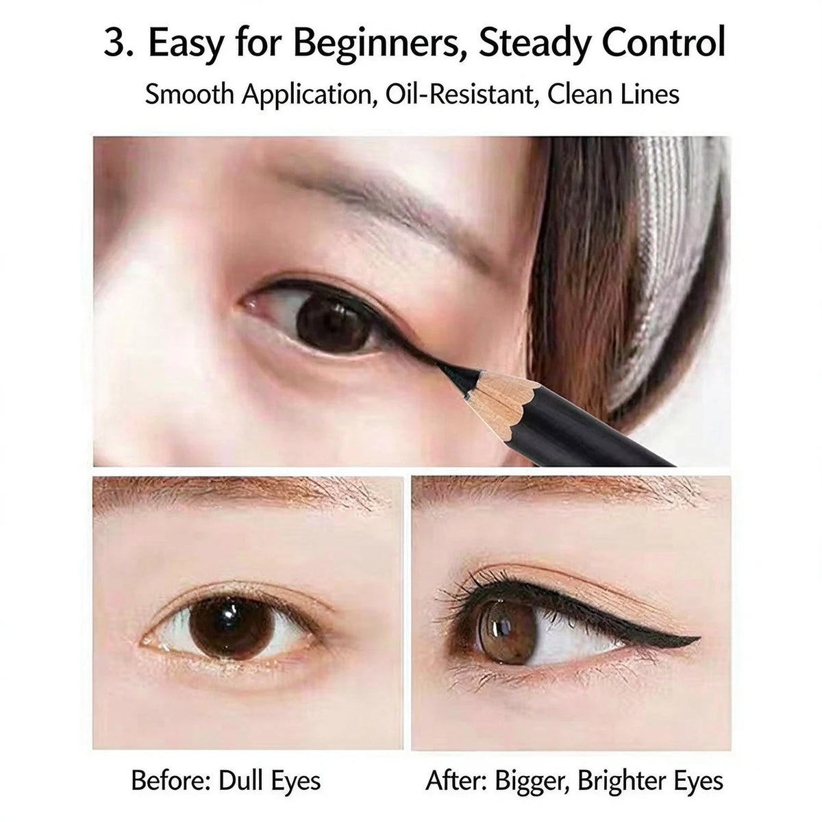Wooden Dual-Use Eyeliner & Eyebrow Pencil – Waterproof Gel