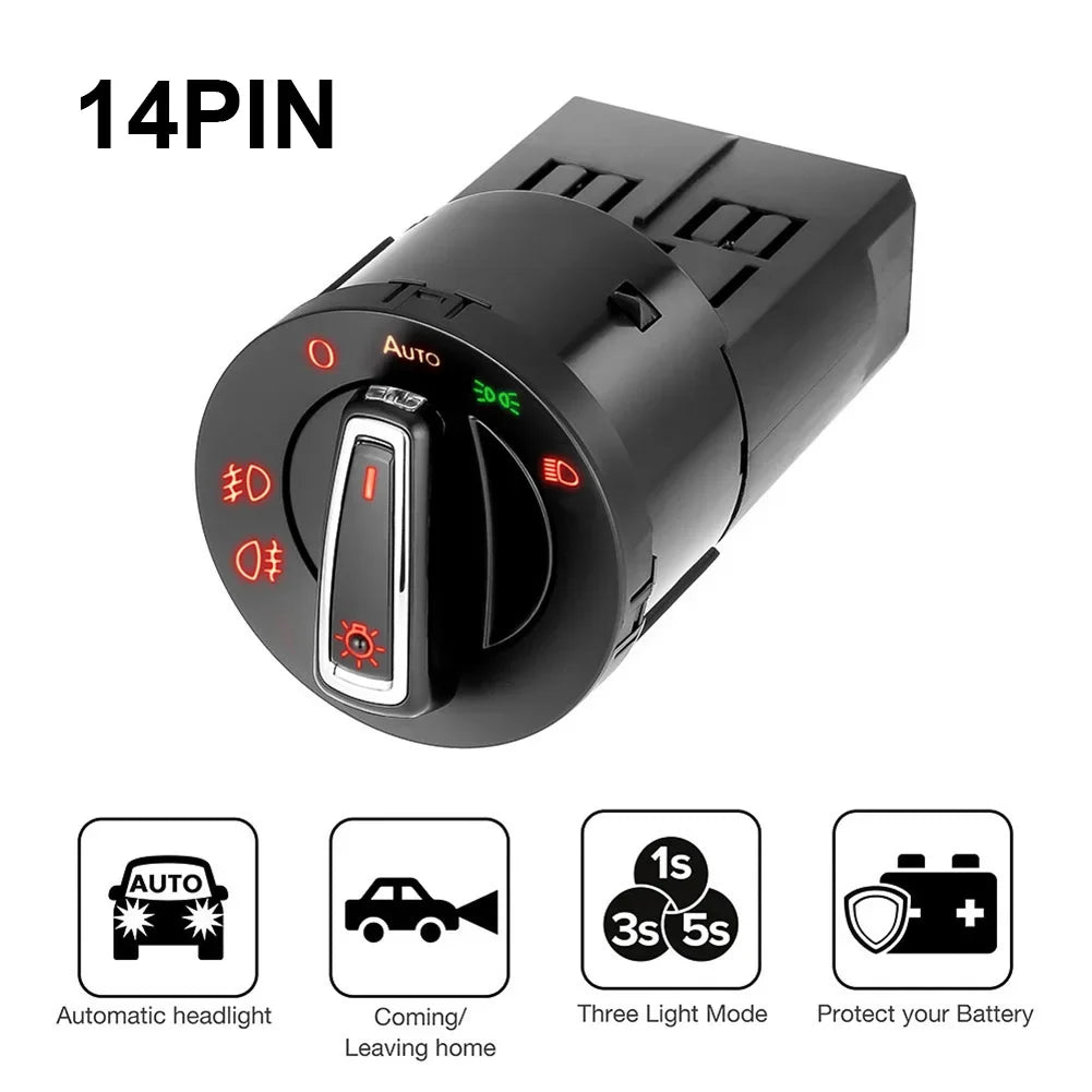 VW Golf MK5 MK6 & Jetta Headlight Control Switch | Light Sensor Headlight Control Switch PRIMED 1 PC 14PIN