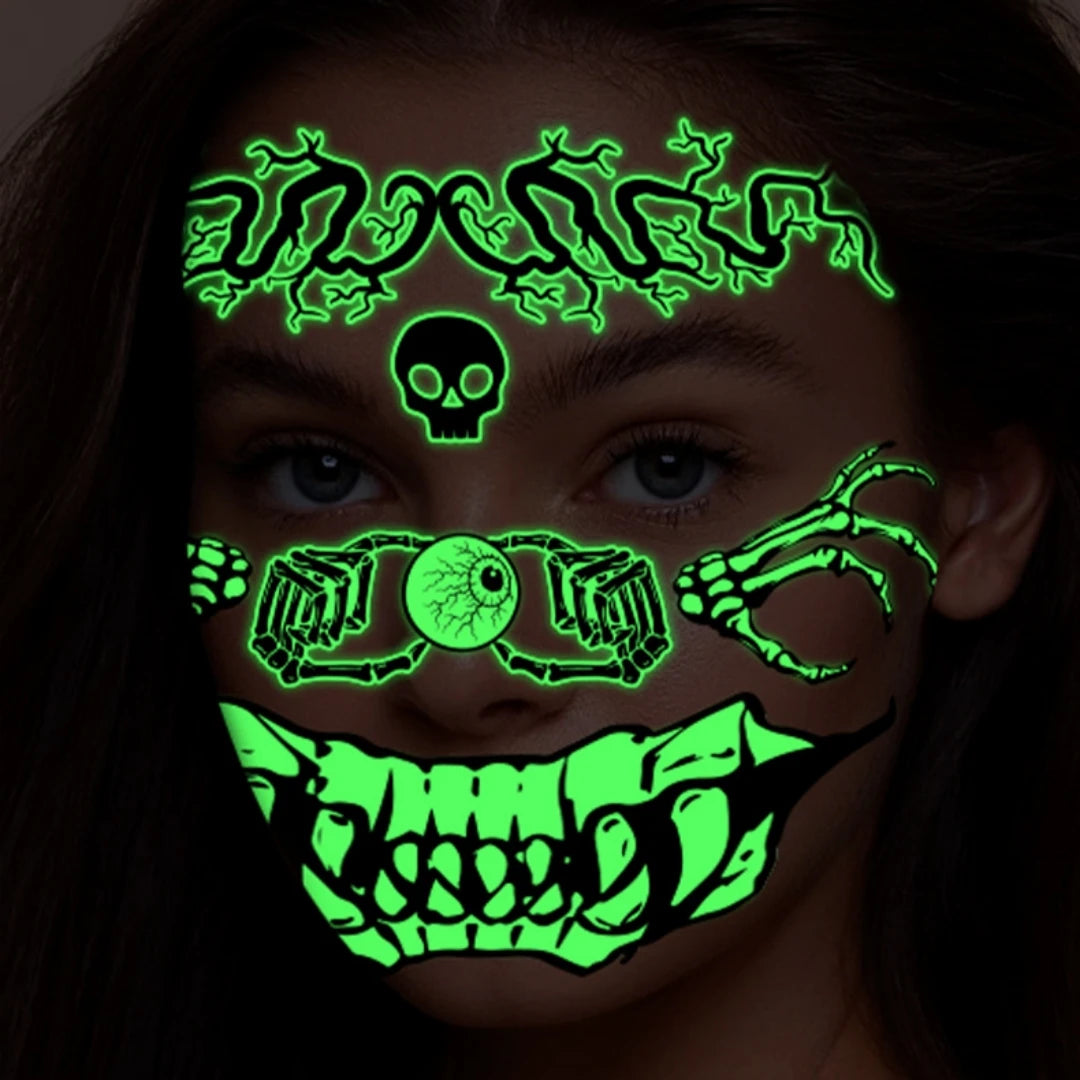 Halloween Glow in the Dark Mouth Temporary Tattoos | Eco-Friendly Temporary Face Tattoo PRIMED
