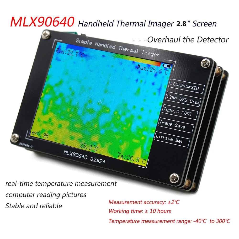 MLX90640 Handheld Infrared Thermal Imager | 2.8" TFT -40~300°C Infrared Thermal Imager PRIMED