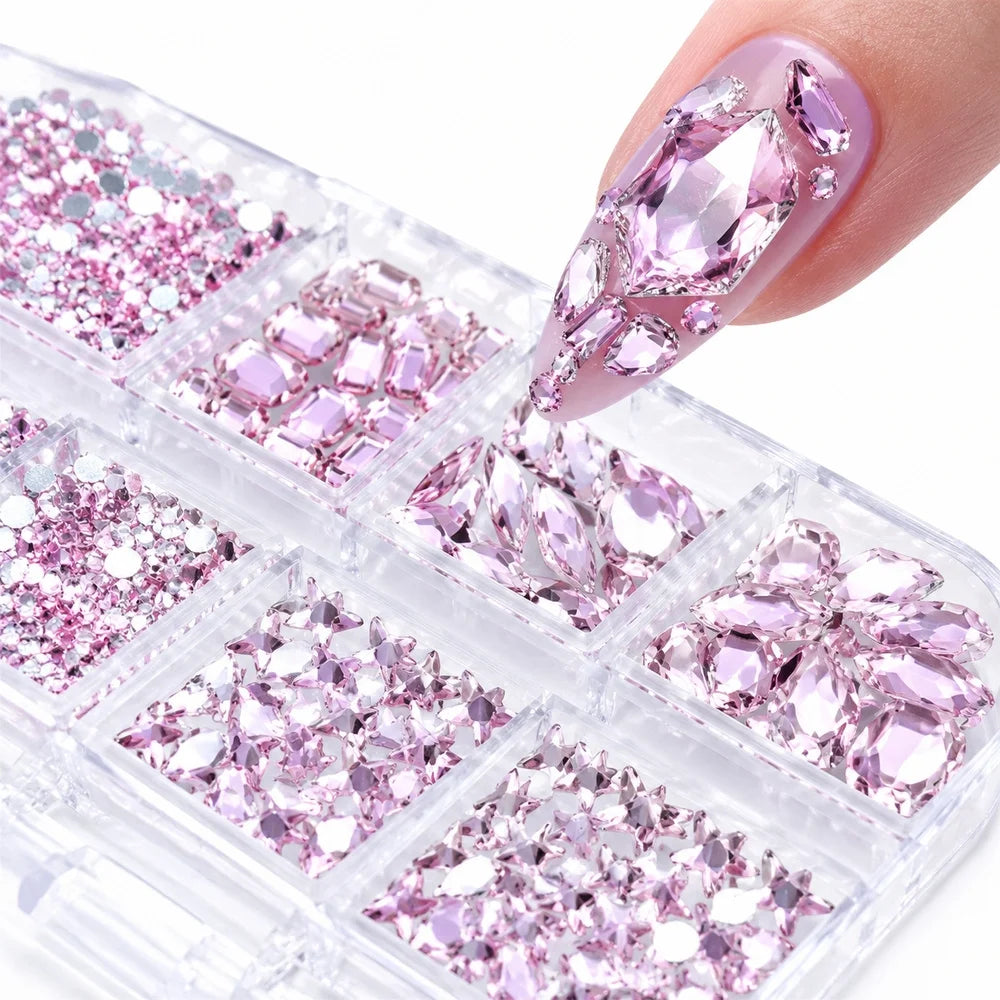 3D Acrylic Nail Rhinestones – Butterfly Teardrop Pink Purple Set Nail Art Rhinestones PRIMED