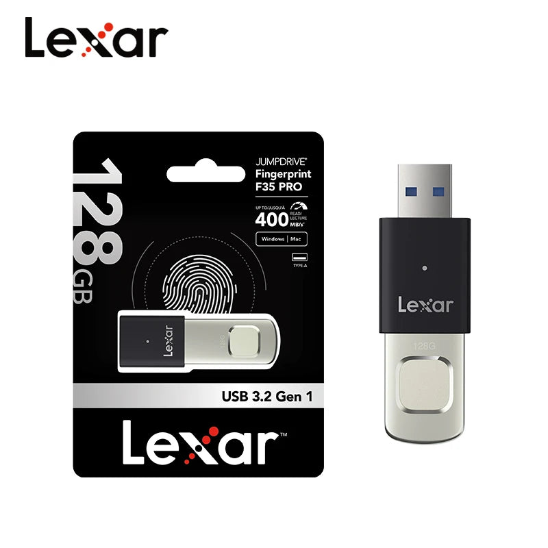 Lexar F35 Pro Fingerprint USB 3.2 Flash Drive 256-bit AES Encrypted USB Drive PRIMED