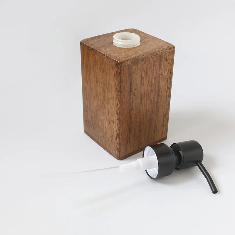 Walnut & Stainless Steel Refillable Soap Dispenser Bottle
