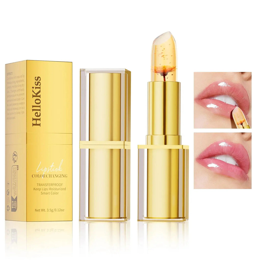 Hello Kiss Gold Foil Color-Change Plumping Lip Balm | Vegan Color Change Lip Balm PRIMED