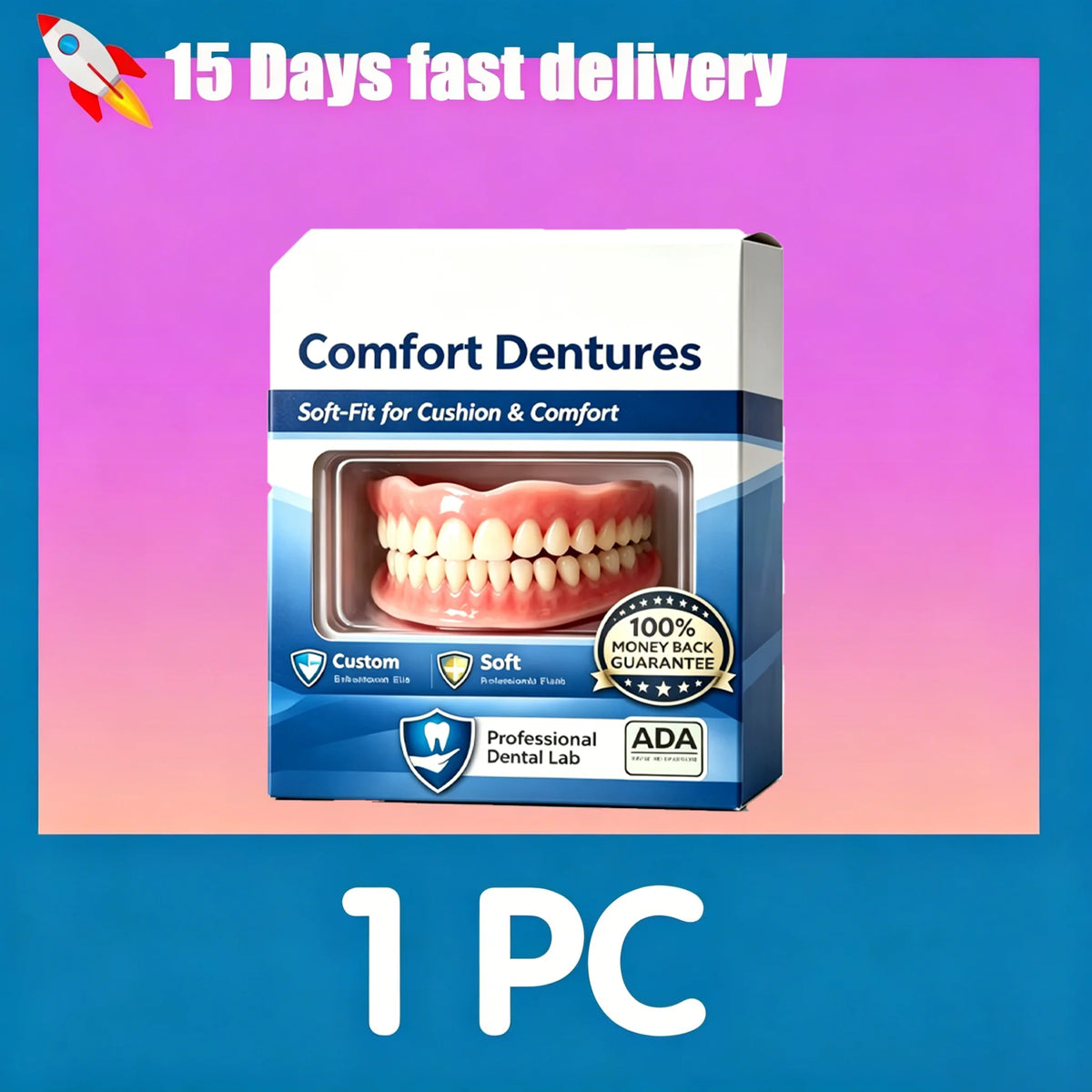 Soft Silicone Snap-On Dentures Full Set – Upper & Lower Teeth