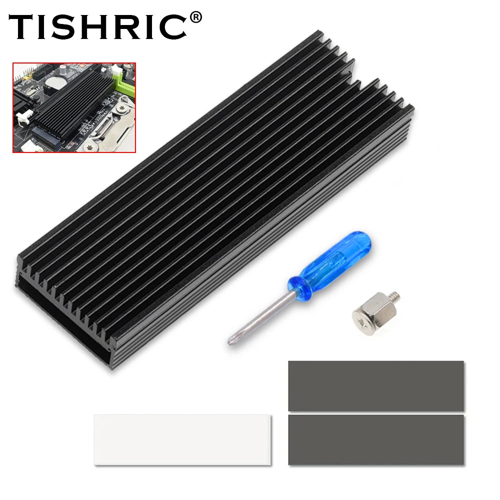 TISHRIC M.2 2280 NVMe SSD Aluminum Heatsink & Thermal Pad SSD Heatsink Cooler PRIMED