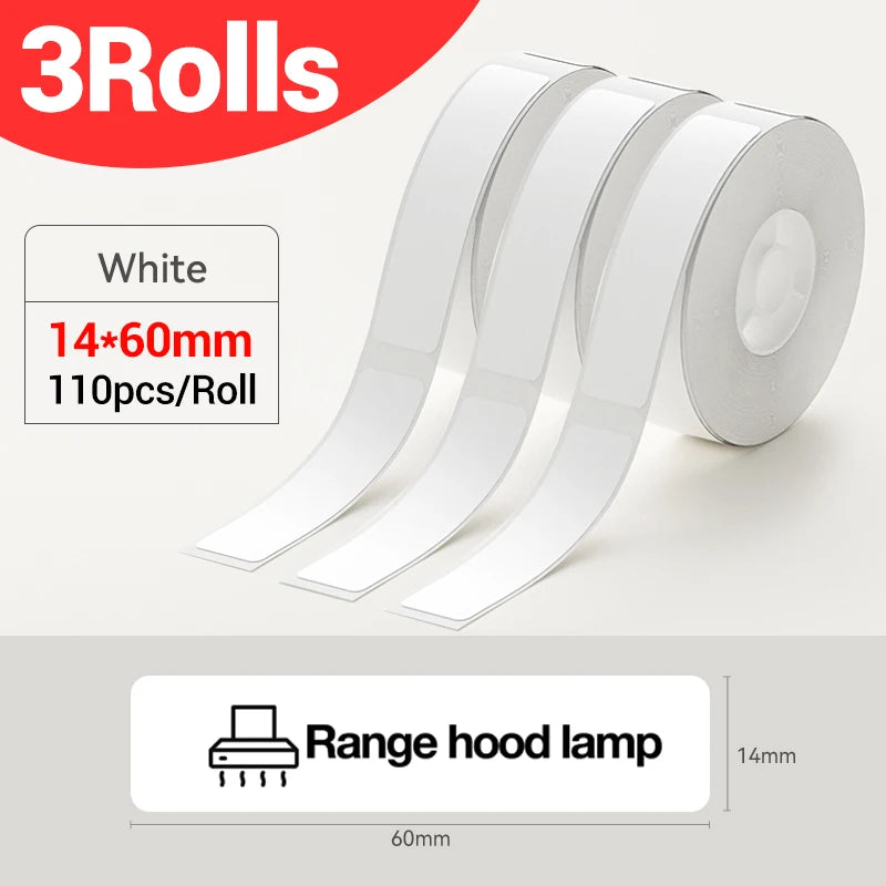 Niimbot Waterproof Label Rolls for D11 D110 D101 H1S Printer Thermal Label Rolls PRIMED 3Rolls 14x60mm