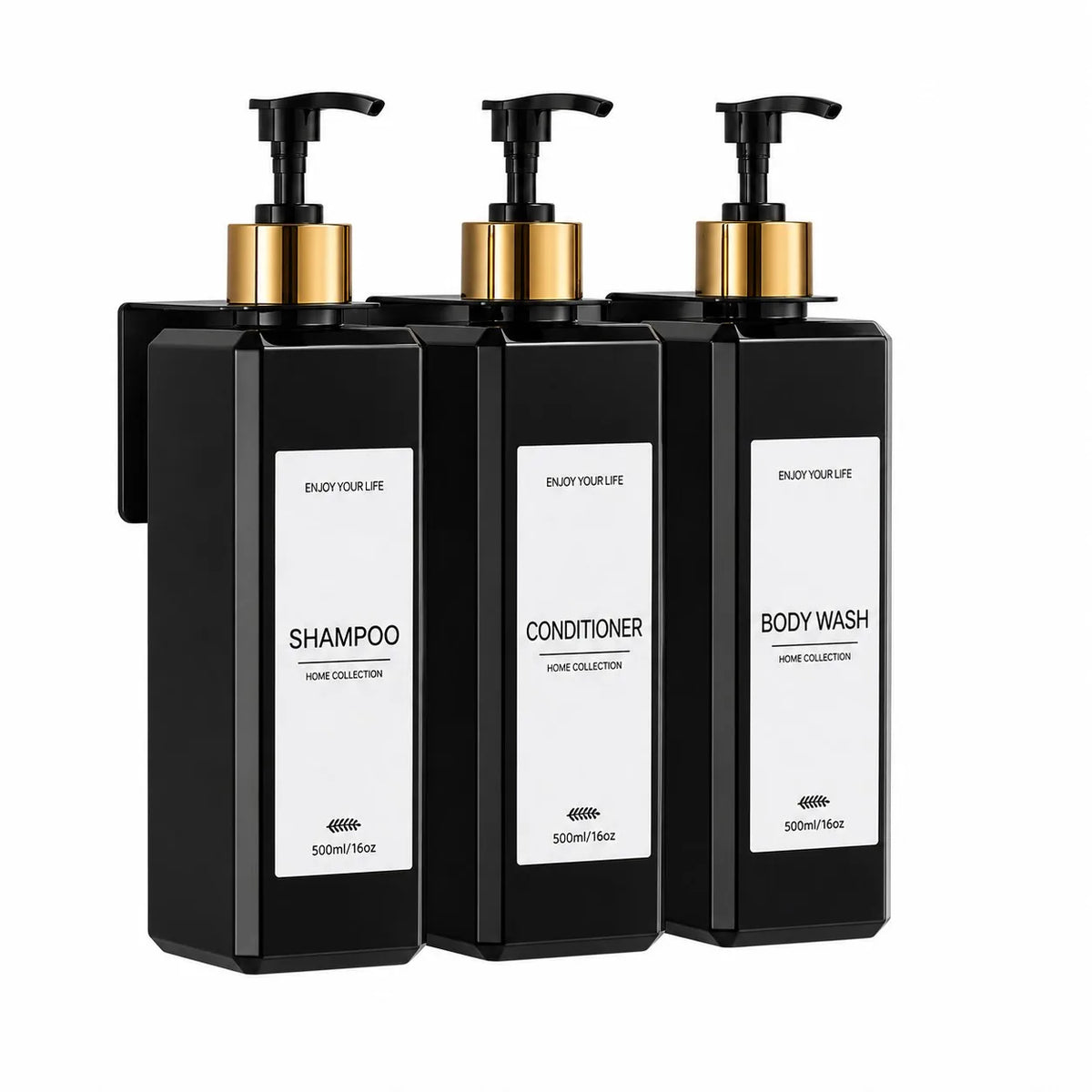 3-Pack 500ml Wall Mounted Shower Dispenser Set | Refillable Shower Dispenser Set PRIMED black