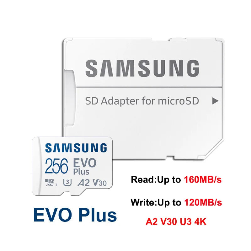 Samsung EVO Plus Micro SD Card 64GB–512GB U3 A2 V30 4K Micro SD Card PRIMED EVO Plus 256GB