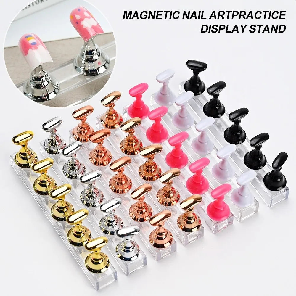 5-Pack Magnetic Nail Art Display Stand – Crystal Base Holder