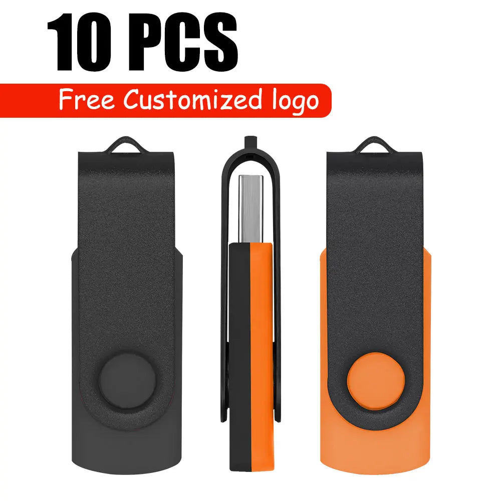 10-Pack Custom Logo Metal USB Flash Drives 256MB–128GB USB Flash Drive PRIMED 1GB x 10PCS black-orangeA