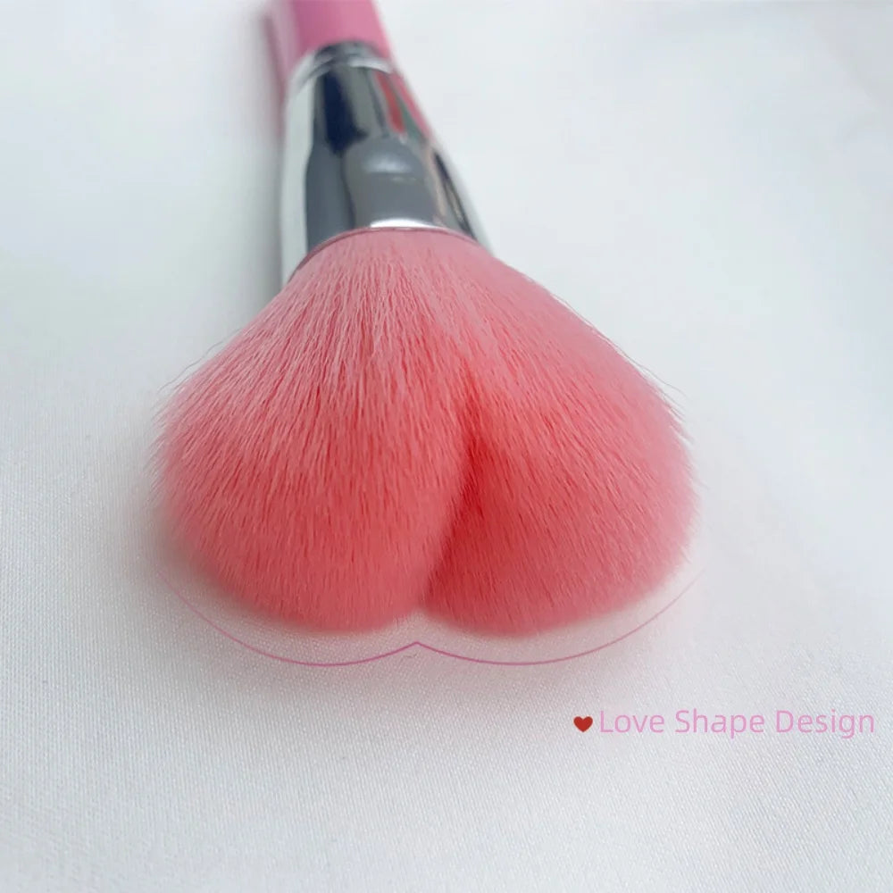 Love Shape Blush & Loose Powder Brush – Soft Wool Fiber