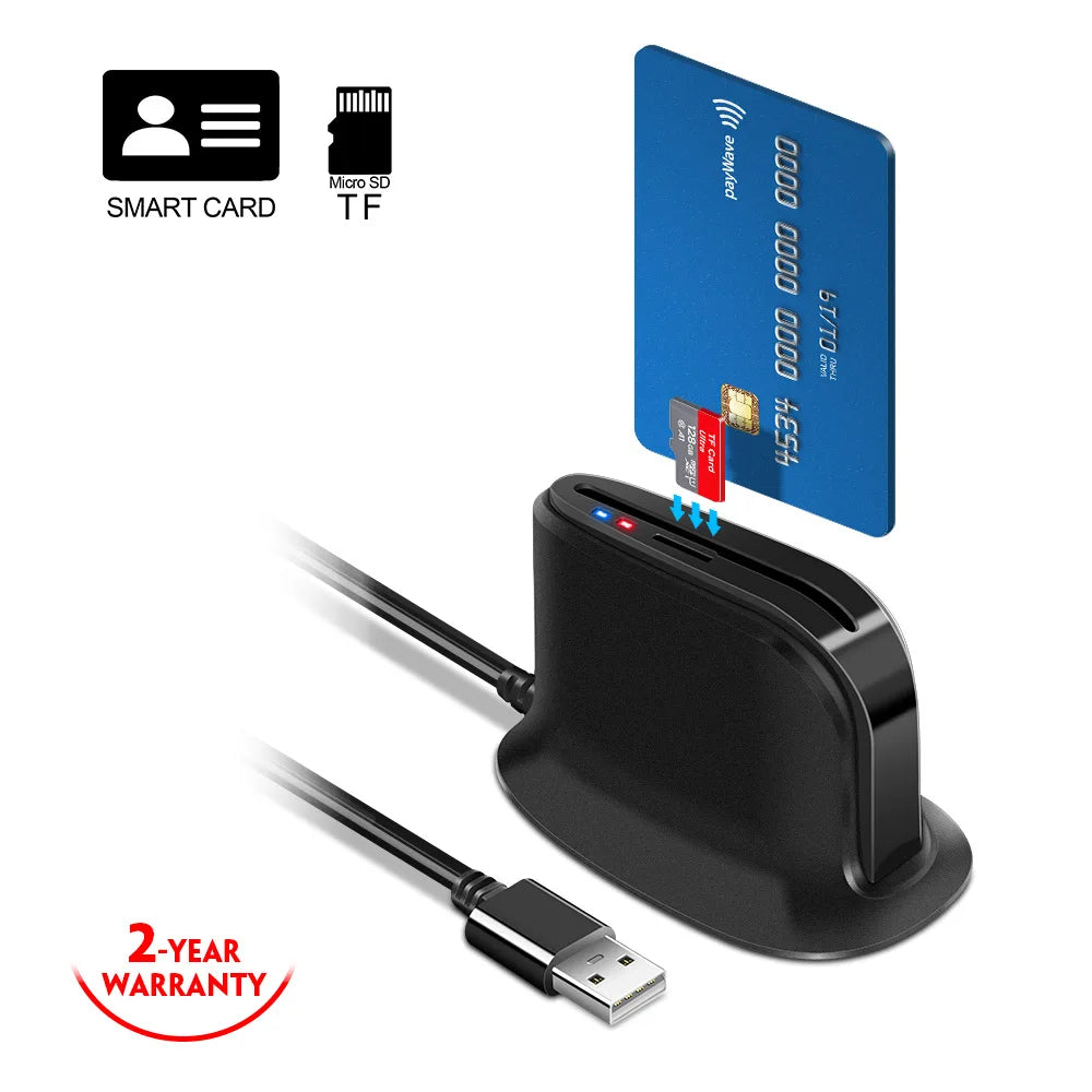 UTHAI CR812 USB Smart Card Reader – ATM, IC, ID, CAC & TF USB Card Reader PRIMED black