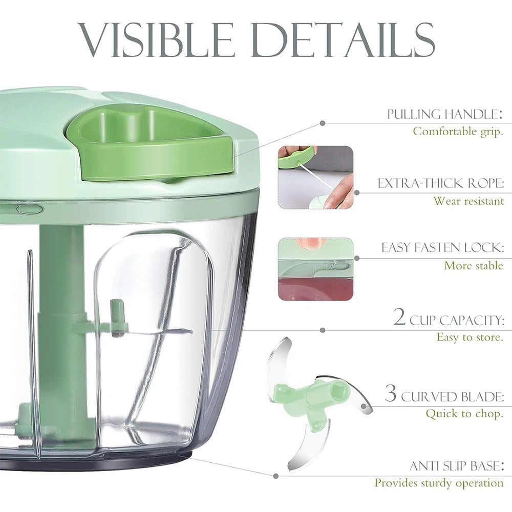 LMETJMA Manual Vegetable Chopper – Hand Pull Garlic Mincer Manual Vegetable Chopper PRIMED