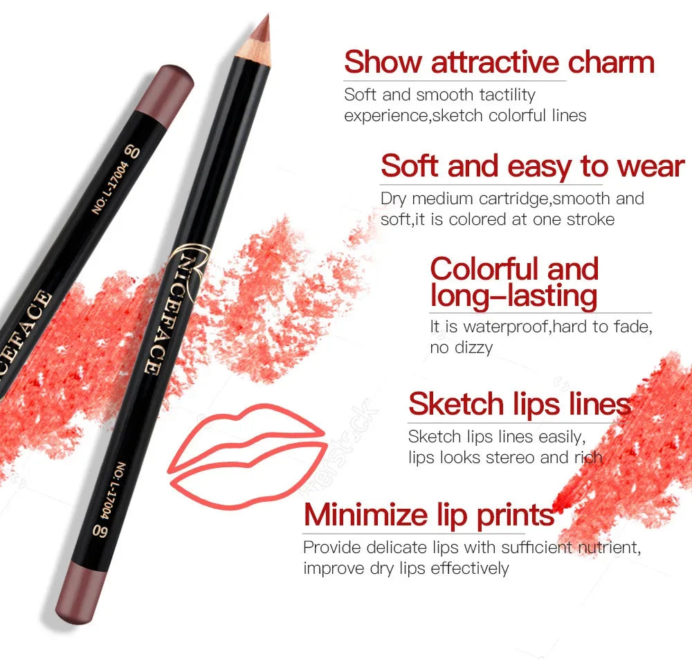 Blana 12-Color Waterproof Lip Liner Pencil | Long-Lasting Lip Liner Pencil PRIMED