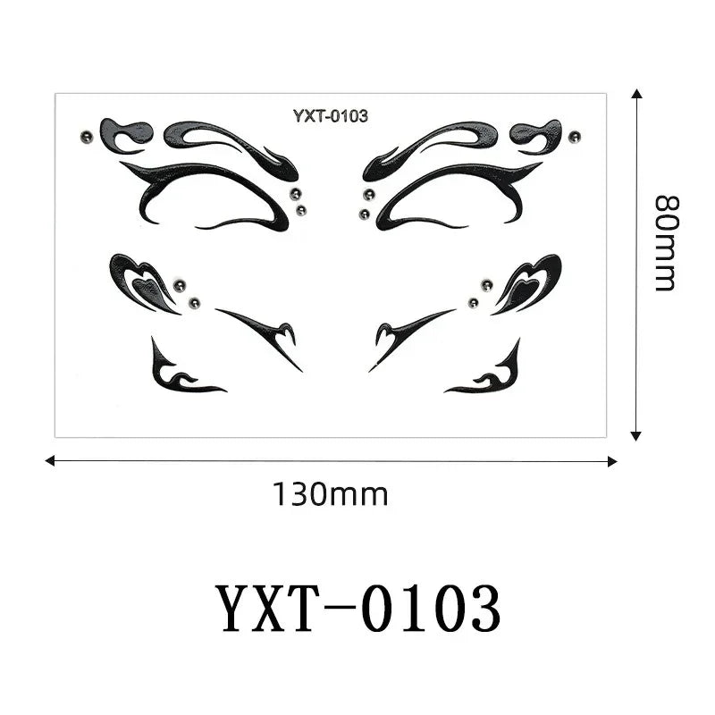 Gothic Metallic Eye Corner Temporary Tattoo Stickers | Cosplay Face Tattoo Stickers PRIMED YXT-103-1Pc