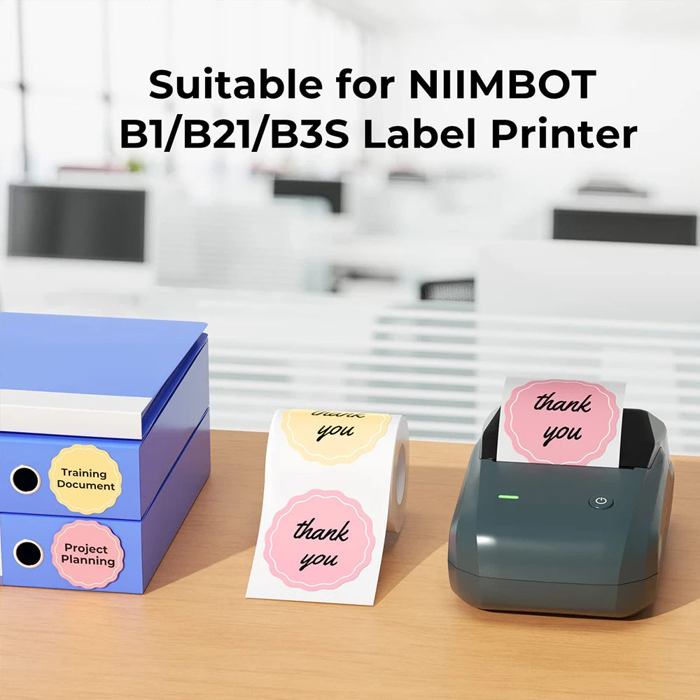 Niimbot Round White Label Rolls for B1 B21 Printer | Multi-Size Label Sticker Rolls PRIMED