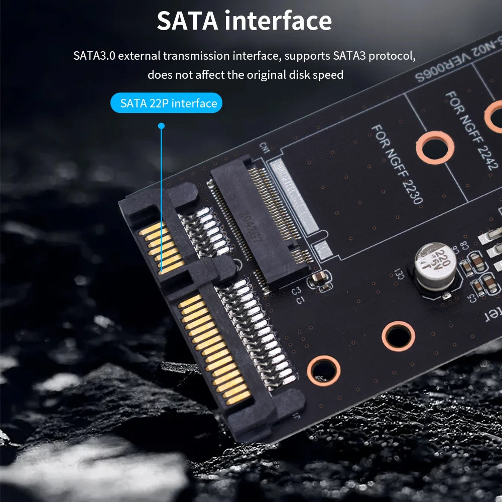 TISHRIC M.2 NGFF to SATA 3.0 Adapter Card – Up to 6Gbps SSD Adapter Card PRIMED