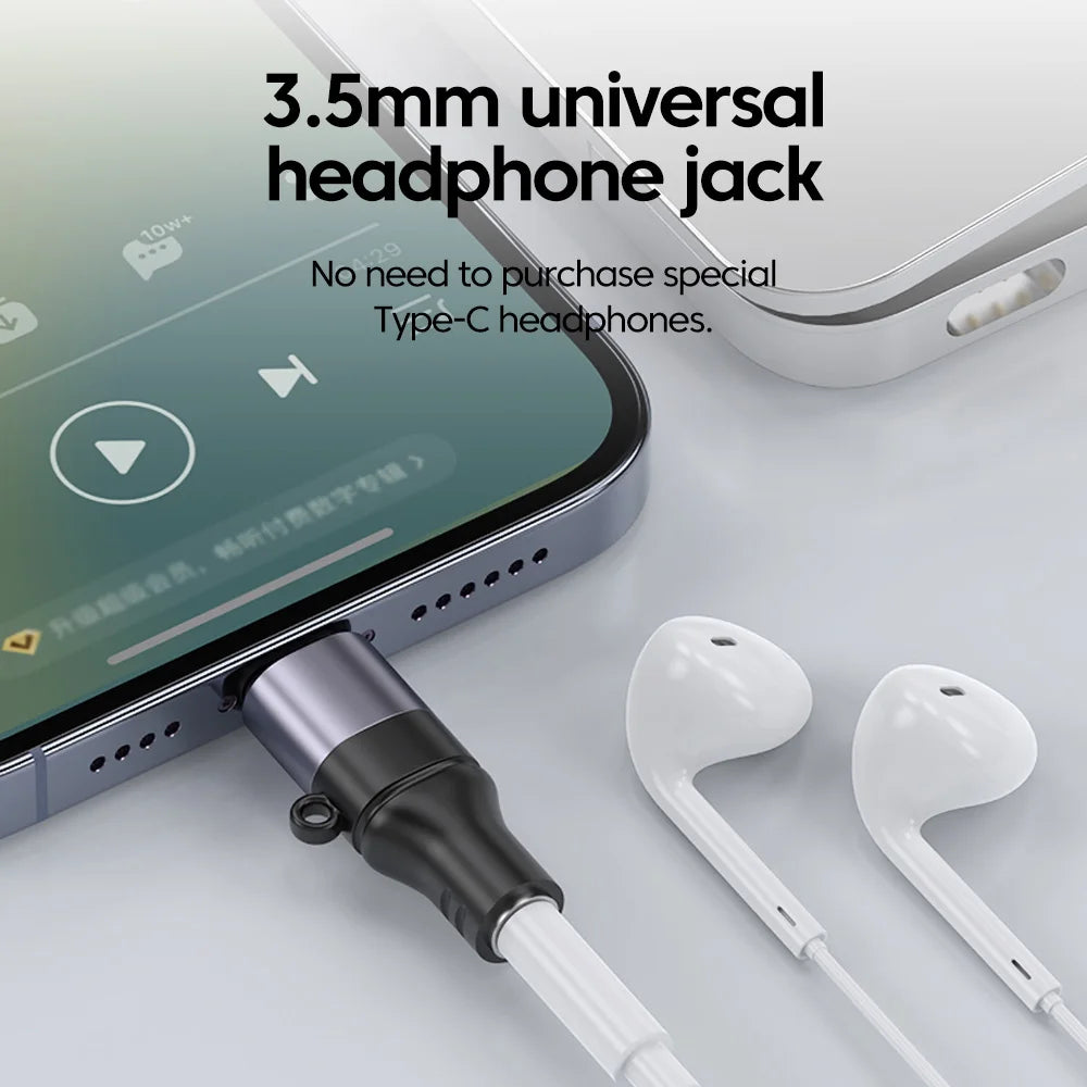 USB-C to 3.5mm DAC Audio Adapter – iPhone 15/16/17 & Samsung Audio Adapter PRIMED