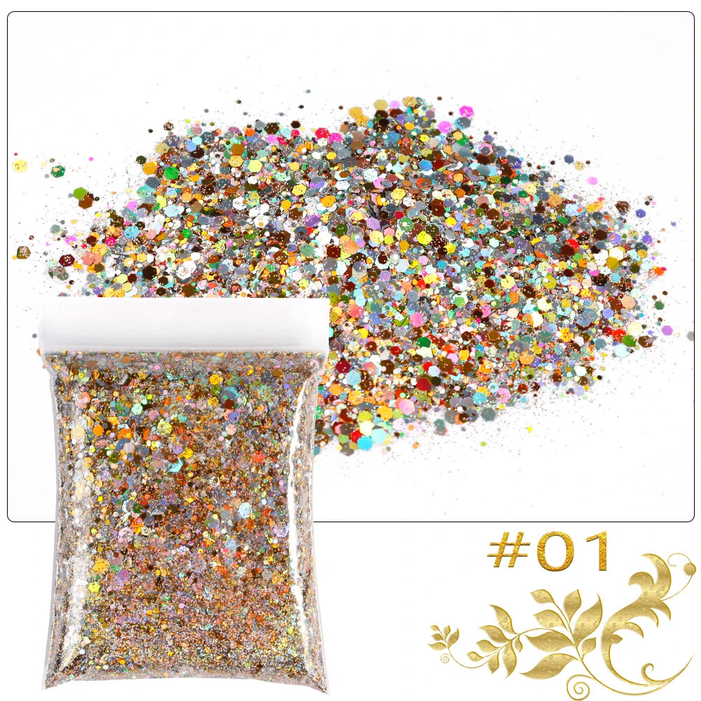 Luminous Nail Glitter Sequins 50g – 12 Colors Holographic Flakes