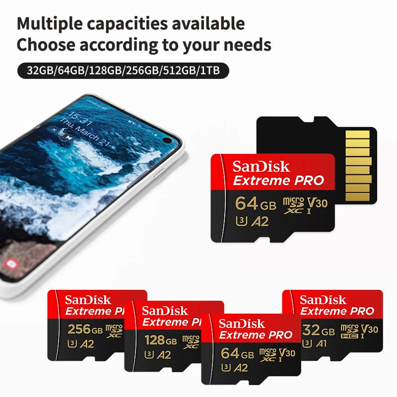 SanDisk Extreme PRO Micro SD Card 32GB–512GB | 170MB/s U3 V30 Micro SD Card PRIMED