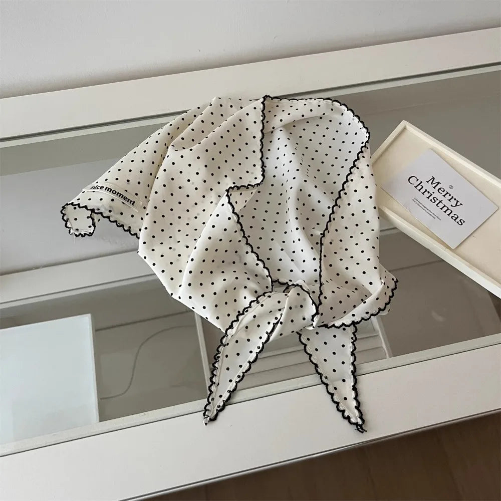 Silk Triangle Dot Print Hair Band – Sun-Proof Headscarf