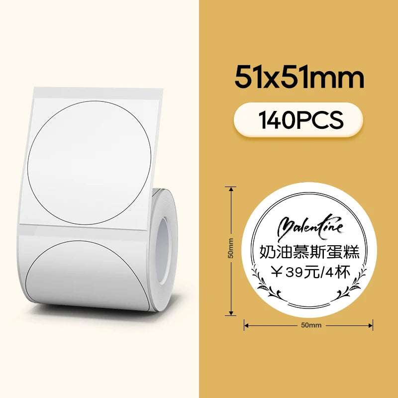 NiiMBOT Thermal Label Roll – Waterproof Round Stickers B1 B21 Thermal Label Roll PRIMED WH Round 50-50