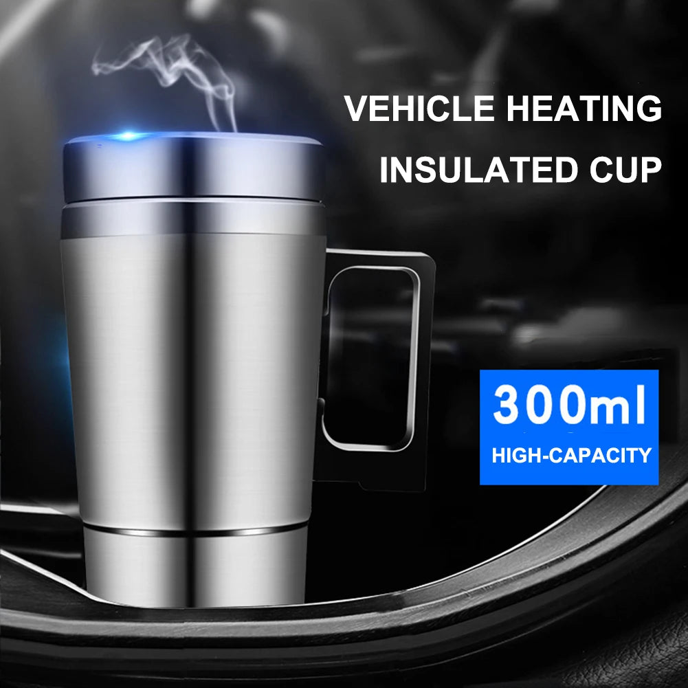 Electric Car Kettle 12V/24V Stainless Steel Travel Mug 300ml Car Travel Kettle PRIMED