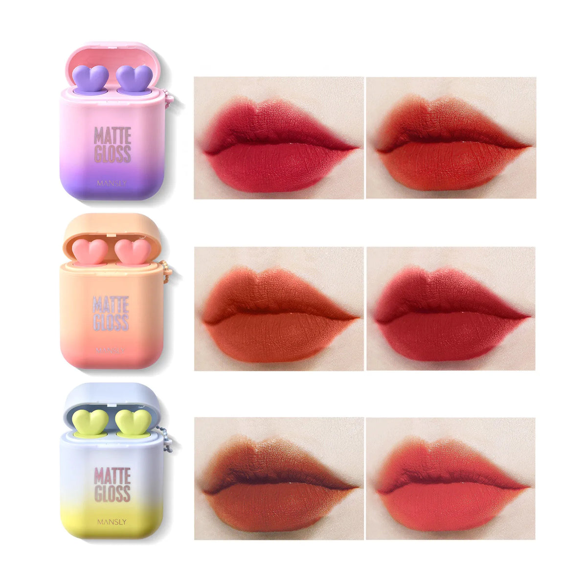 Velvet Matte Lip Gloss Set – Waterproof Long-Lasting | 2 Pcs