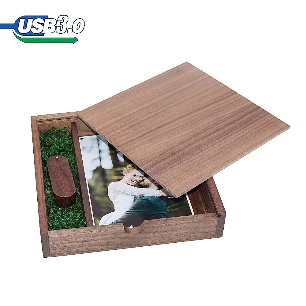 Walnut Wood USB 3.0 Flash Drive 8–128GB | Wedding Photo Gift Wood USB Flash Drive PRIMED