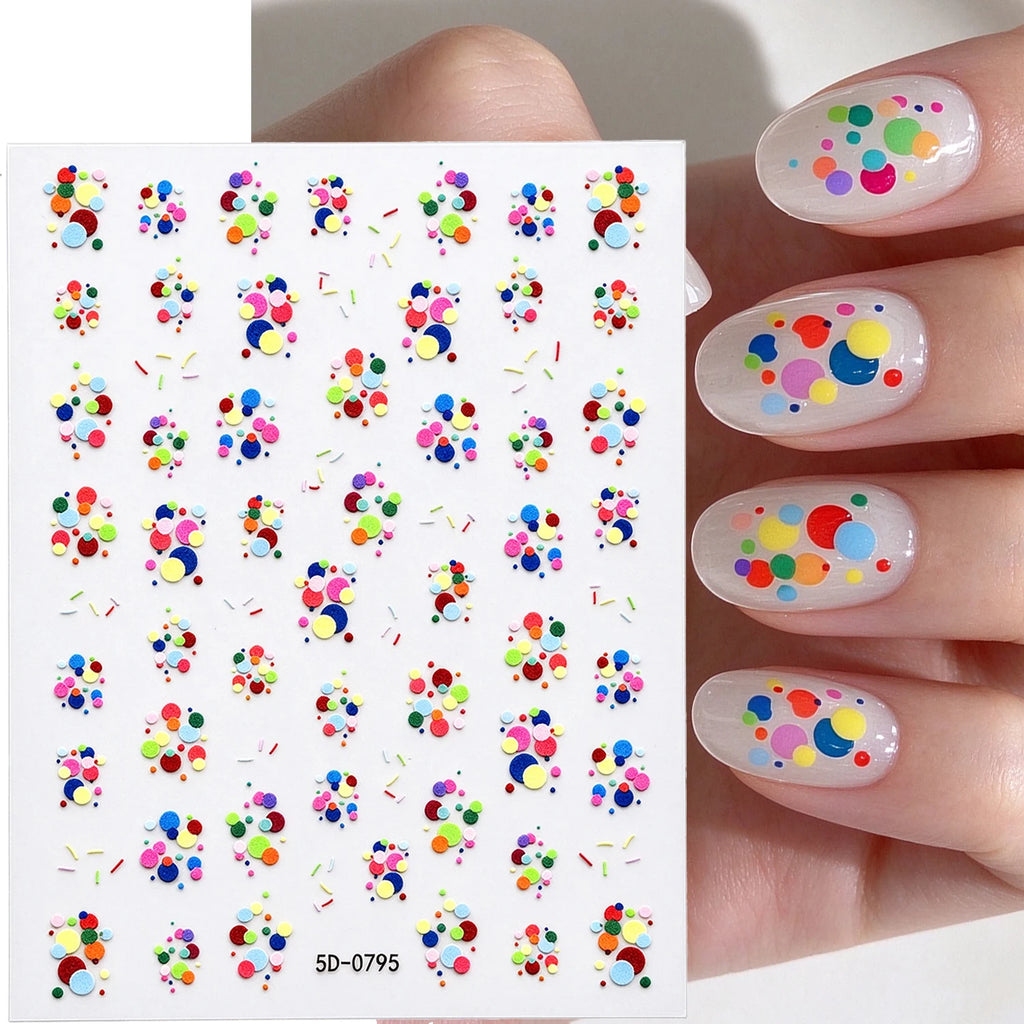 Dopamine Circle Nail Art Stickers – 3D Iridescent Decals Nail Art Stickers PRIMED