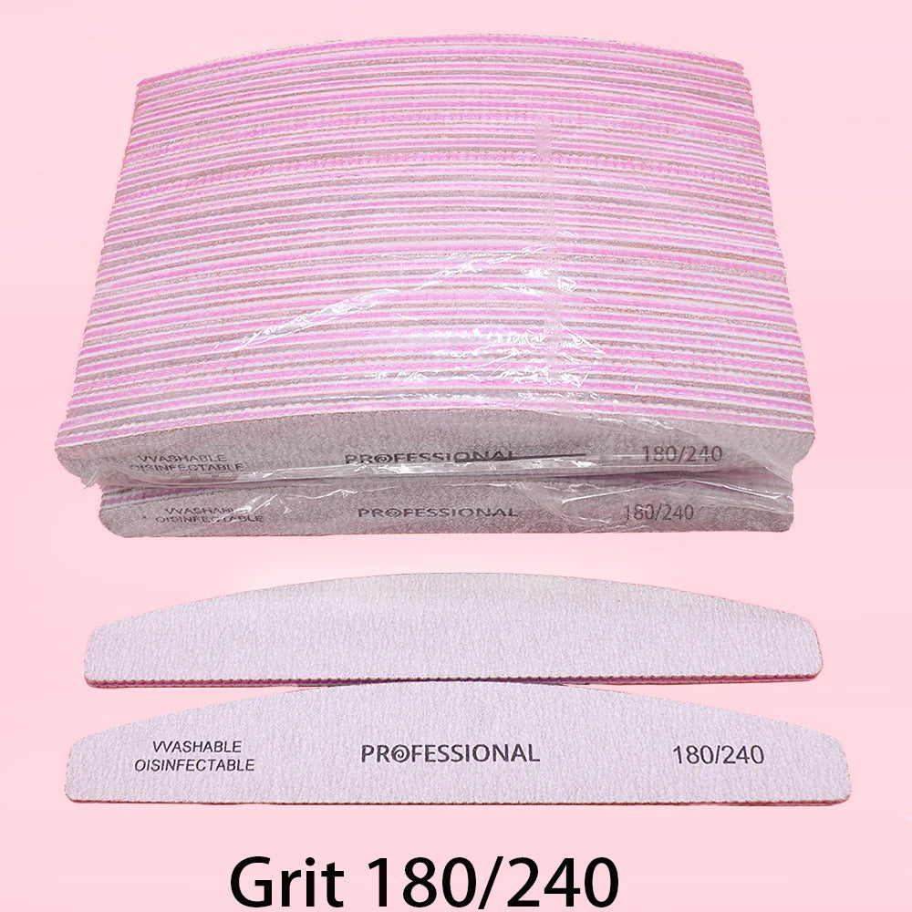 JEARLYU Washable Nail Files 25/50 Pack – 100 to 180 Grit Nail Files Set PRIMED 50pcs Grit180-240