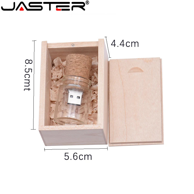 JASTER Drifting Bottle USB Flash Drive in Wooden Gift Box USB Flash Drive PRIMED